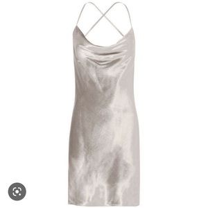 Michelle Mason, Silver Velvet Mini Dress, size 4